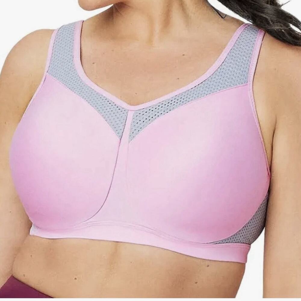 GLAMORISE Pink Gray Underwire High Impact Sports Bra, 40C, EUC